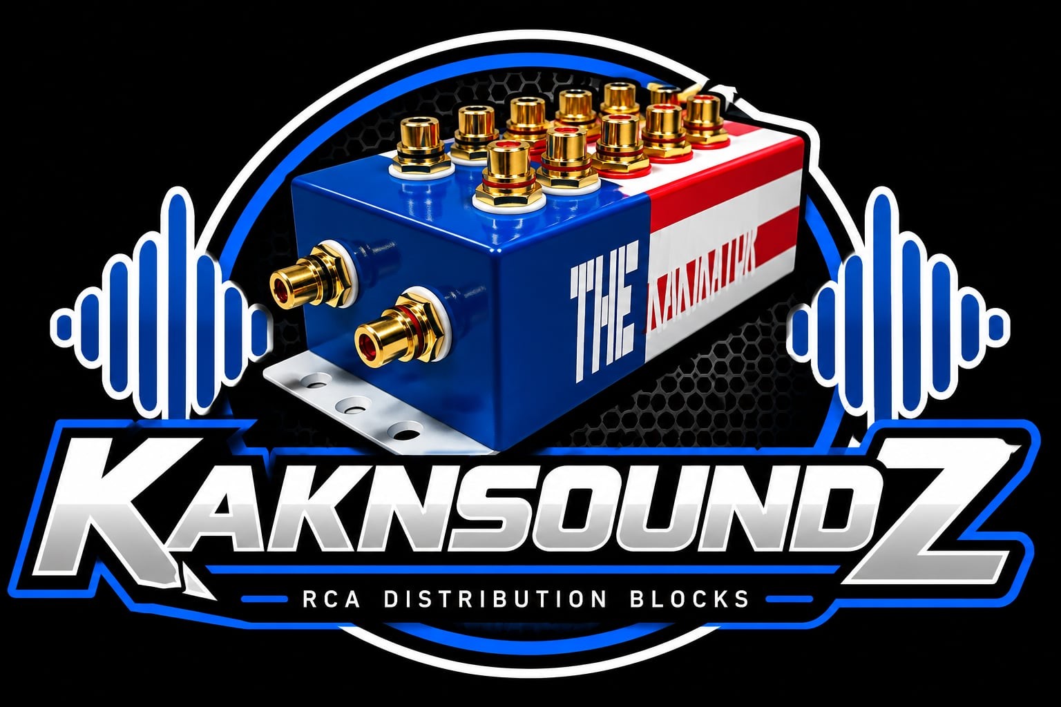 KaknSoundz blue and black promotional brand image